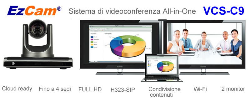 Sistema di videoocnferenza all in one professionale sip h323 Sistema di videoocnferenza all in one vcs-c9